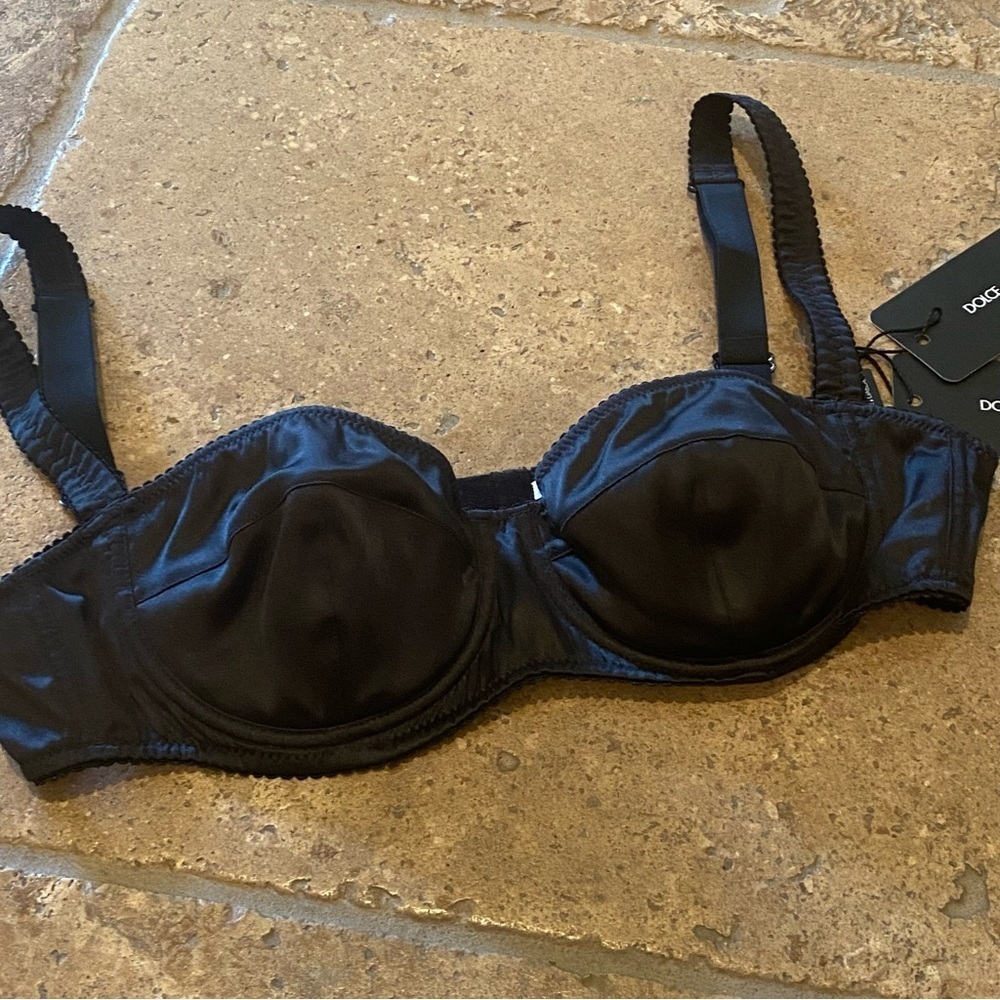 NWT~Dolce & Gabbana Black Silk Blend Bra Size 34B-Made in Italy - Picture 3 of 9